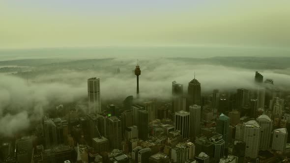 Fog And Mist Blanketing City Skyline