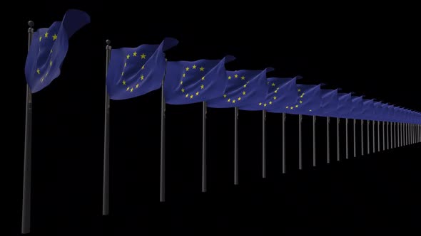 Row Of Eu Flags With Alpha 2K alt