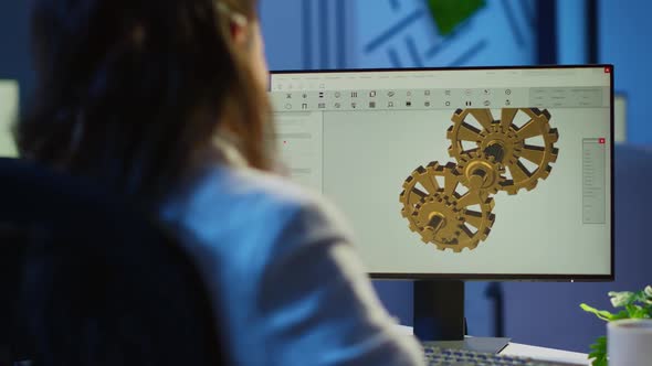 Focused Architect Working at New Project Using Pc Doing Overtime alt