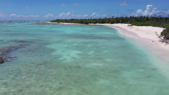 Aerial view of south island coast, Farquhar, Seychelles. alt