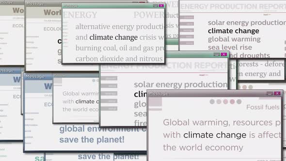 Pop up windows with Climate Change global warming seamless looped alt