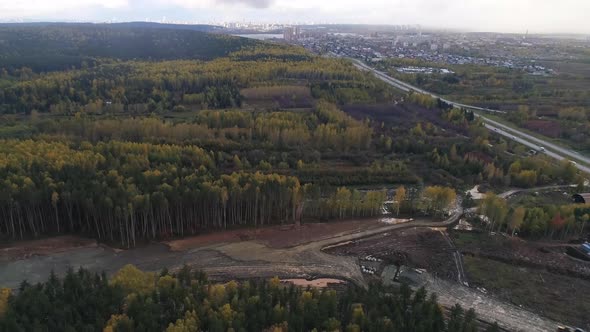 Construction of a new road in the forest area. 05 alt