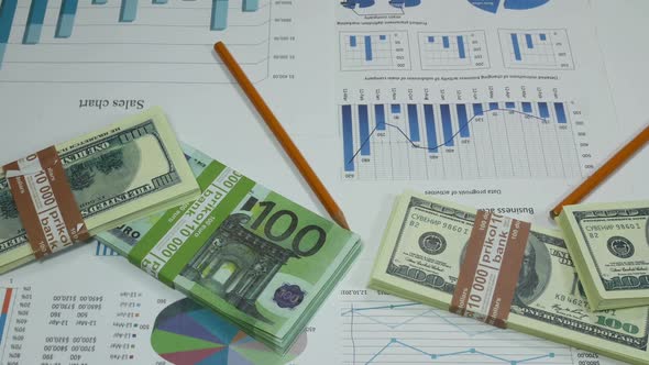 Business Charts Of Sales And Dollars In The Office Of A Modern Company alt