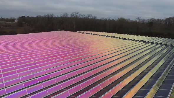 Solar panel . aerial view. A solar power plant located in a valley. alt