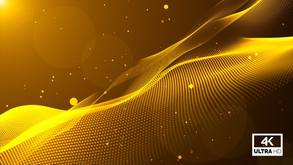 Abstract Golden Digital Particle Lines Wave Animation Background Seamless Loop V1 alt