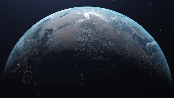 Ultra Realistic Earth in Space Rotating and Drifting Away Stars in Background alt