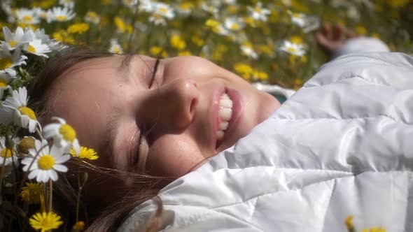 Young Girl On Daisy Flowers 4