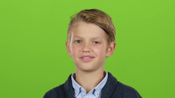 Child Flirts and Winks. Green Screen alt