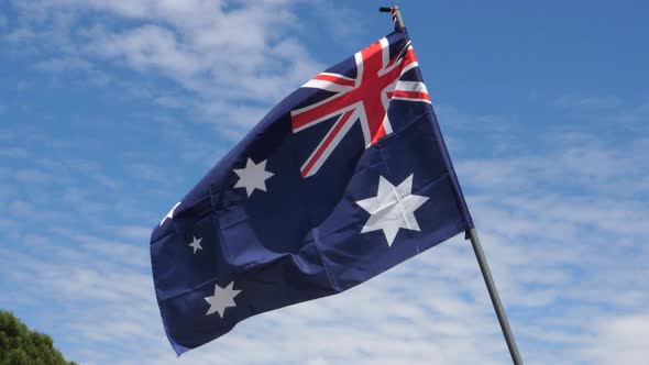 Australia Flag Waving in the Wind in Slow Motion alt