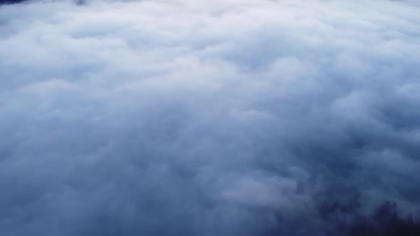 Beautiful Misty and Cloudy Slow Moving Aerial View