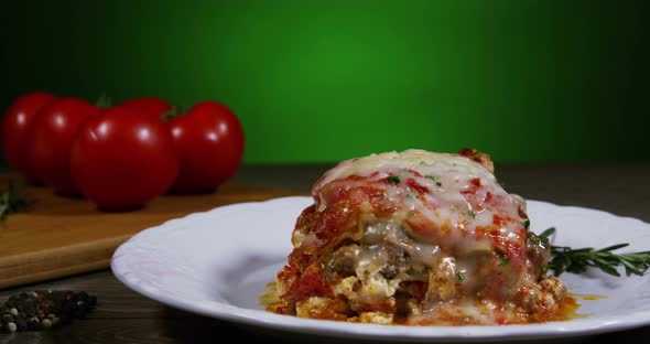Lasagna Portion On A Plate 52b