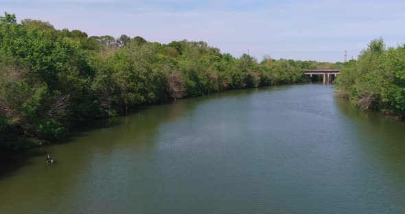 Aerial view of the buffalo Bayou in Houston,  Texas. alt