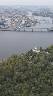 Vertical Video Aerial View of the Dnipro River  the Main River of Ukraine alt