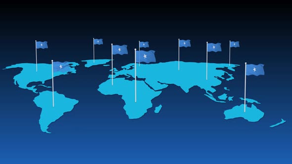 Somalia National Flag Fly On Earth Map Animation alt