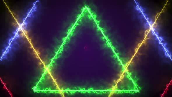 Abstract Glowing Energy Neon Colorful Triangles Seamless Looping Backgound alt
