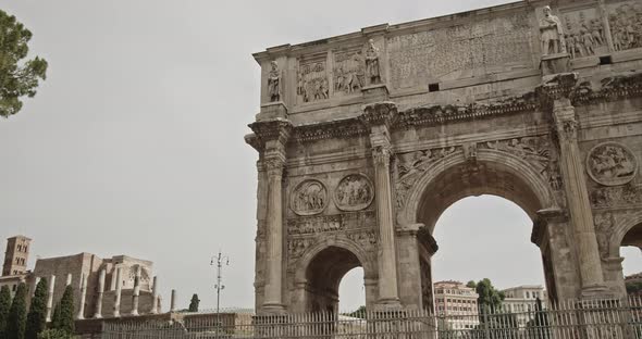 Colosseum and Triumph Arch in Rome Italy