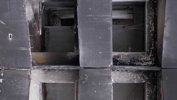 Vertical Video of a Bombed House During the War in Ukraine alt