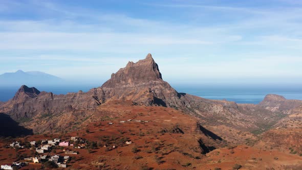 Aerial view of Brianda mount in Rebeirao Manuel in Santiago island in Cape Verde - Cabo Verde