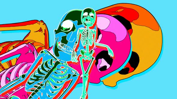 Colorful cartoon skeleton