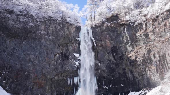 Waterfall Kegon with Snowy Basalt Wall alt