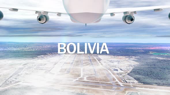 Commercial Airplane Over Clouds Arriving Country Bolivia