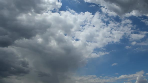Moving dramatic storm clouds with blue sky