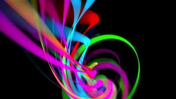 Colored Lines or Streaks Swirling in Spiral Fly Along Swirling Path alt