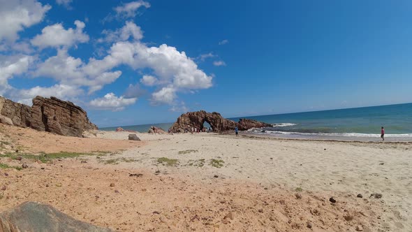 Sand dunes mountains and rain water lagoons at northeast brazilian paradise. alt
