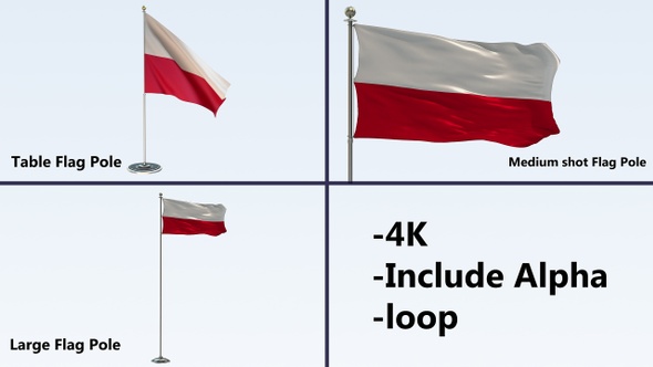 Poland Flag Pole Pack 4k-Loop alt