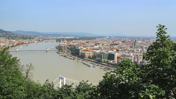 Budapest city skyline, historic district with parliament building and Danube river in Hungary