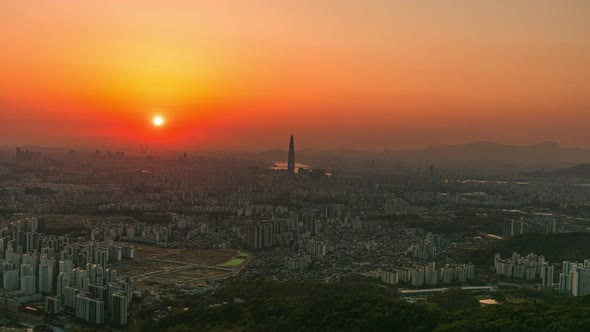 Time Lapse Sunset of Seoul City South Korea