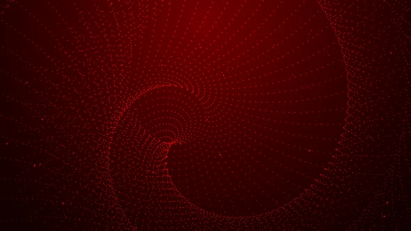Red Color Technology Digital Particle Rotated Animated Background