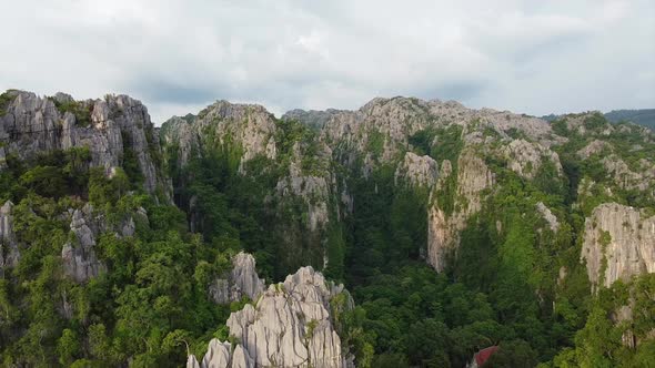 Aerial view of Limestone mountains by drone