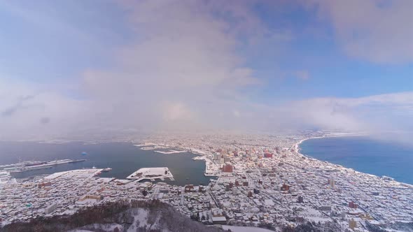 Beautiful landscape top of view at Hakodate city in Hokkaido Japan alt