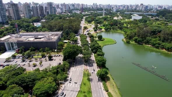 Cityscape of Sao Paulo Brazil. Stunning landscape of Ibirapuera park. alt