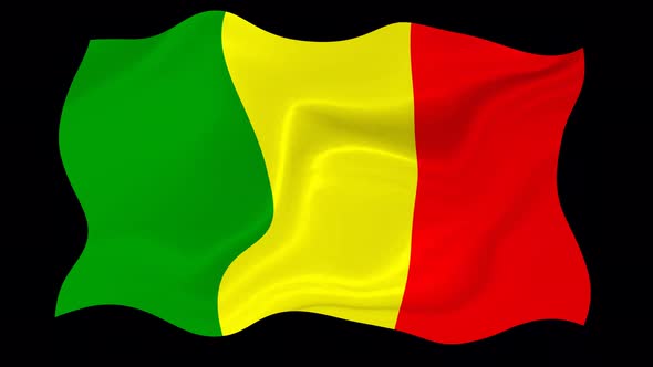 Mali Flag Wave Motion Black Background