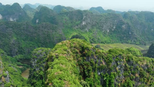 Aerial View of Ninh Binh Region, Trang an Tam Coc Tourist Attraction in Vietnam alt