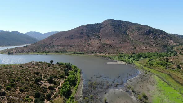Aerial View of Inland Lake Hodges and Bernardo Mountain, San Diego County, California alt
