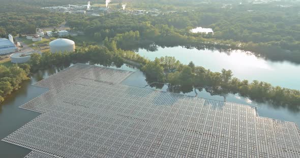 Solar Panels Floating in Water with in the Perfect Green Energy for a Clean Environment alt