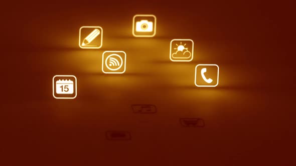 Glowing Mobile App Icons Gold (Two Short Clips) alt