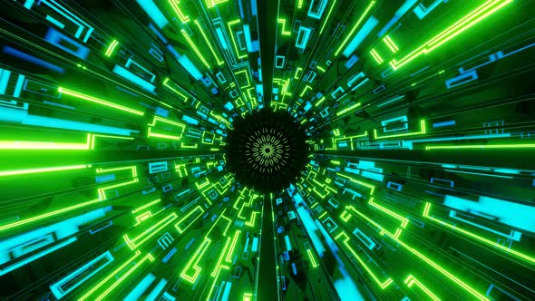 Abstract futuristic geometric background with lines, glow. Glowing lines frame long tunnel