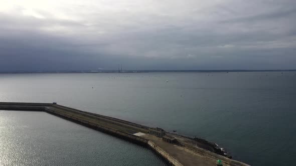 Aerial View of Sailing Boats, Ships and Yachts in Dun Laoghaire Marina Harbour, Ireland