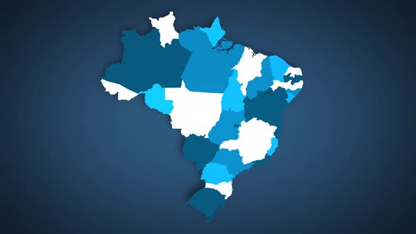 Motion Graphics Animated Map of Brazil Forming - White