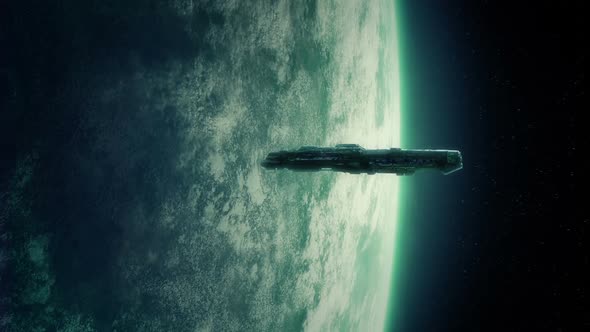 Spaceship Orbits Alien Planet, Motion Graphics | VideoHive