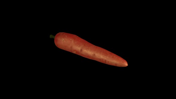 Spinning carrot on a black background 3D animation