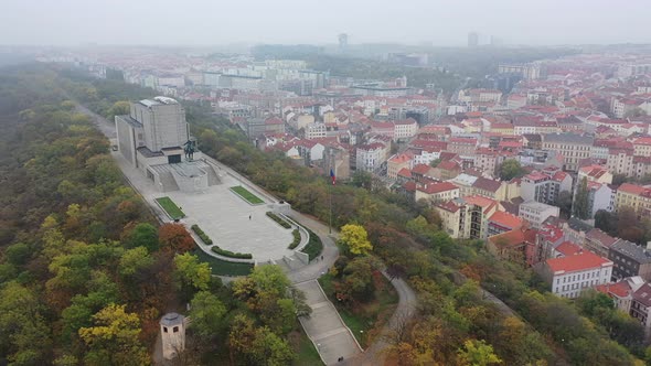 Aerial View of National Monument on Vitkov Hill - National War Memorial and History Museum, Prague