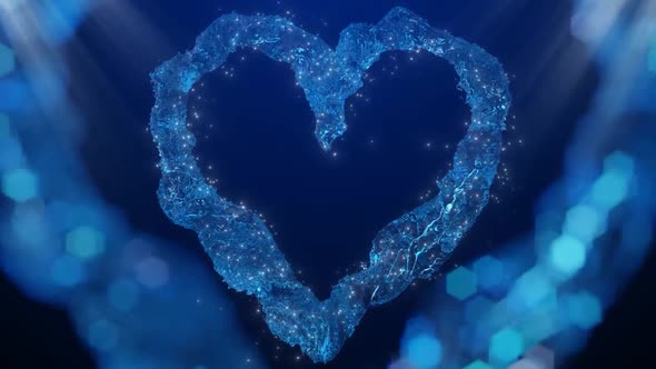 Elegant Blue Heart Background 4K