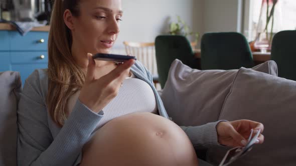 Pregnant woman has online consulting with doctor. Shot with RED helium camera in 8K alt