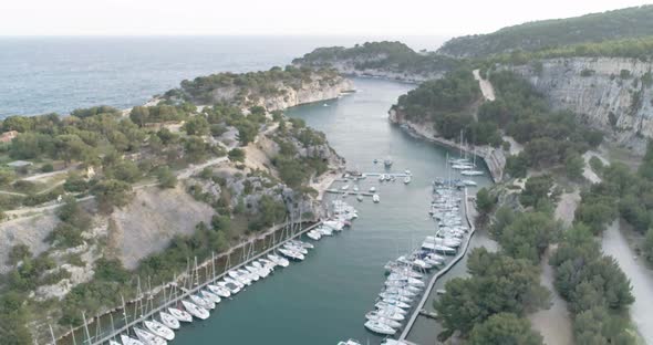 Aerial Footage of Calanques National Park With View of Sujiton Mediterranean Sea