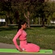 Attractive fit black woman stretching in park, female fitness yoga. - VideoHive Item for Sale